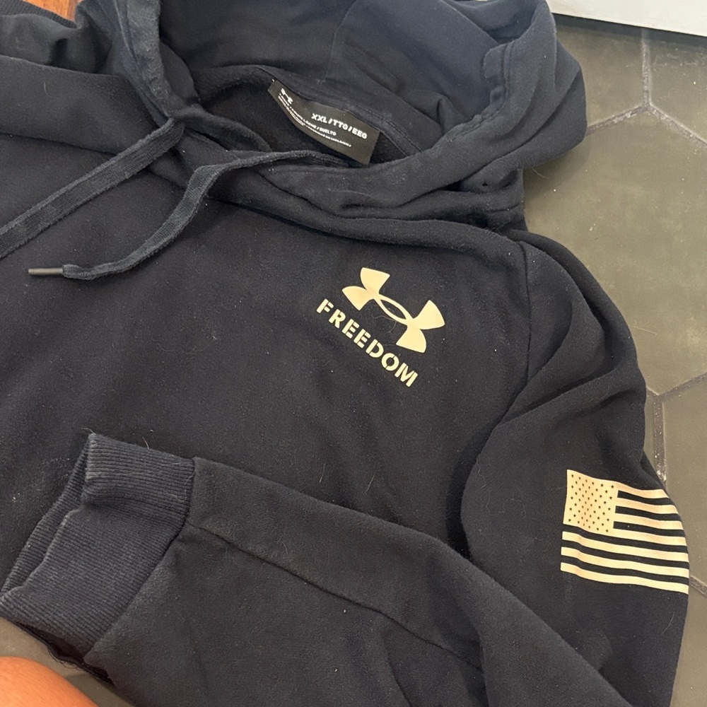 Under Armour Black Hoodie with Camo Flag Design